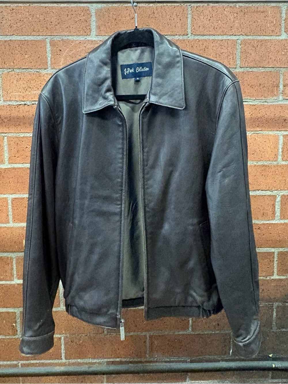 Men’s Dark Brown Leather Zip Jacket